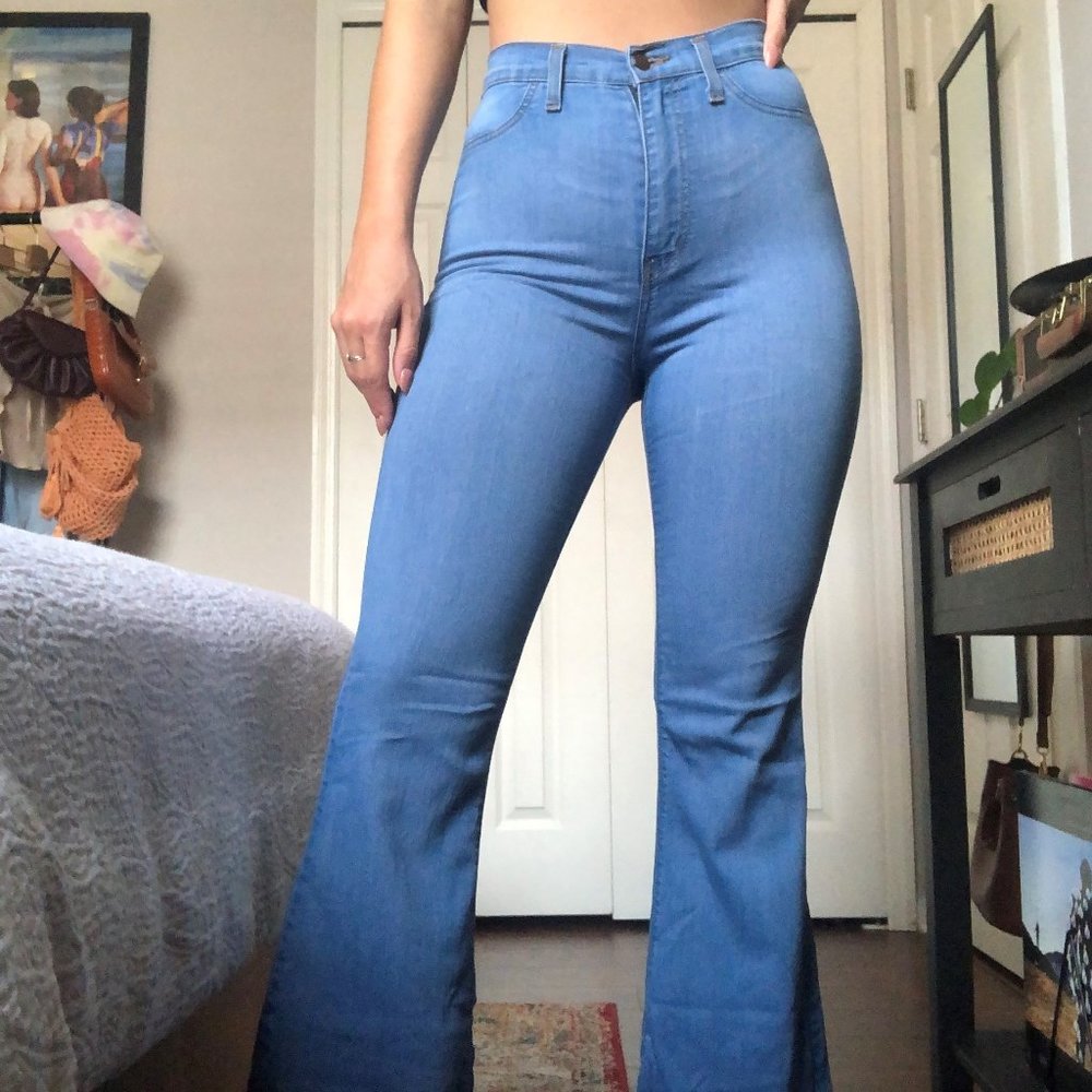 Light Wash Denim Flare Pant